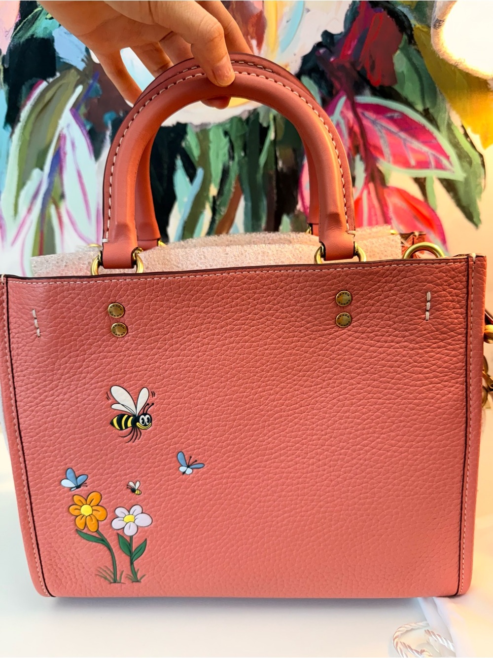 Rare Collectible DISNEY X COACH Rogue 25 Leather Mickey Mouse Flower Pink NWT - Picture 7 of 13